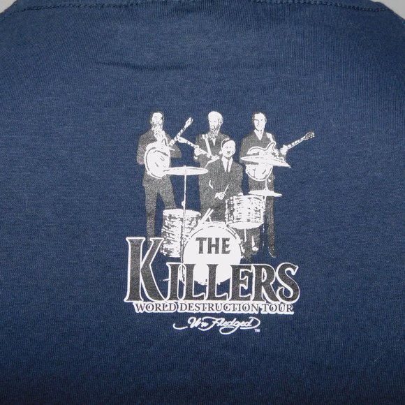 Unfledged Mens M Blue THE KILLERS World Destruction Tour T Shirt Political Humor - Picture 7 of 7